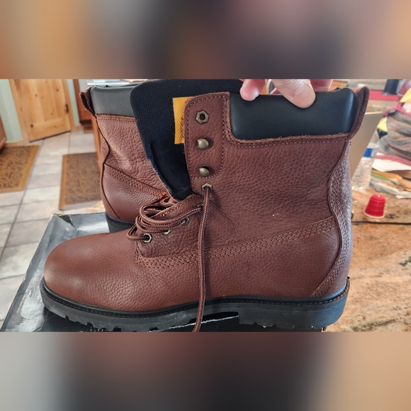 Men\'s Brown Waterproof LEATHER Steel Toe Work Zone Boots Size 13 NIB main image 5